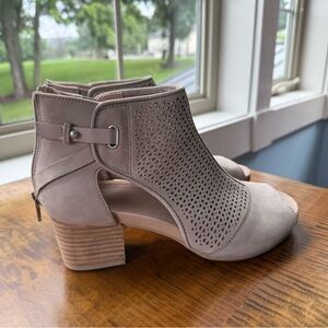Earth Perforated Taupe Ankle Booties